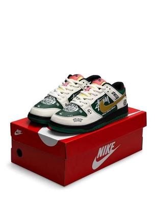 Кроссовки мужские nike sb dunk low x stussy 572 green beige зеленые качественные кеды найк демисезонные5 фото