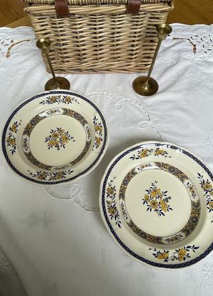 Большие винтажные тарелка vintage mondov внутреннем желто голубые6 фото