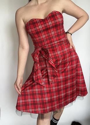 Платье в клетку винтажное evie корсет