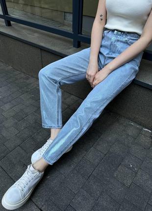 Женские джинсы мом ❤️ голубые базовые джинсы ❤️ женские джинсы4 фото