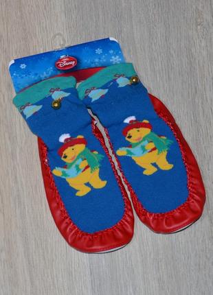 Тапочки-шкарпетки disney 32/33. з бубенцями махрові шкарпетки чешки тапки капці вінні пух новорічні різдвяні george primark ovs