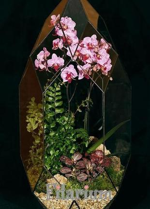 Кристалл большой с орхидеей1 фото