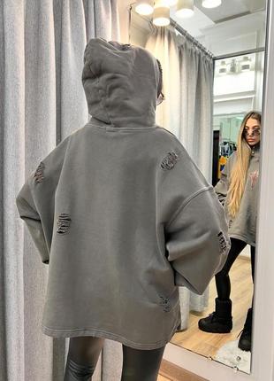 Стильне варене бавовняне рване худі oversize