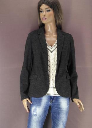 Брендовый пиджак, жакет "promod" серый "ёлочка". размер uk12/ eur40.