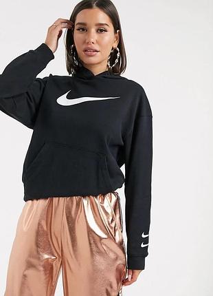 Худі чорний nike triple swoosh black oversized hoodie