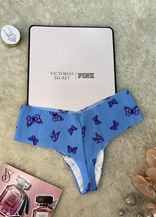 Трусики стринги victoria’s secret xs s m l xl бесшовные голубые в бабочках оригинал виктория сикрет2 фото