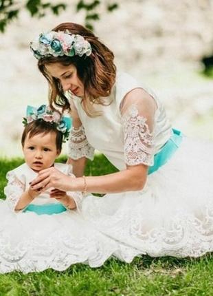 Комплект однакових суконь мама і донька в стилі family look