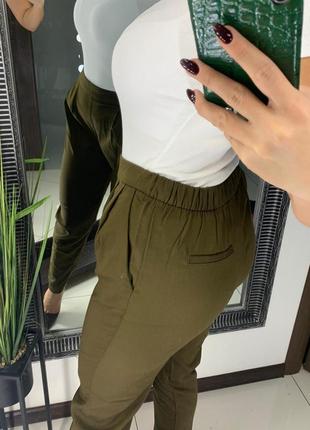 🔥ликвидация товара🔥стильные брюки хаки/тёмно оливковые штаны/зелёные повседневные штаны🔥10 фото