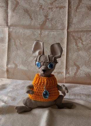 Кот сфинкс интерьерная игрушка. текстильная игрушка кот сфинкс. кот марс.4 фото