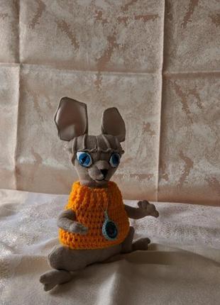 Кот сфинкс интерьерная игрушка. текстильная игрушка кот сфинкс. кот марс.5 фото