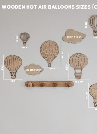 Набір дерев'яних повітряних куль на стіну декор для дитячої кімнати3 фото