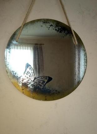 Состаренное панно на стекле, зеркале4 фото