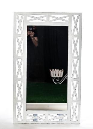 Дзеркало настінне "версаль" 110х67см біла патина1 фото
