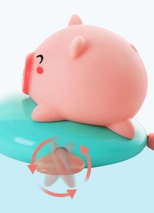 Іграшка у ванну заводна свинка pink pig, belove2 фото