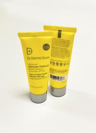 Солнцезащитный крем минеральный с spf 50 dr dennis gross ultimate defense spf50, 7 ml