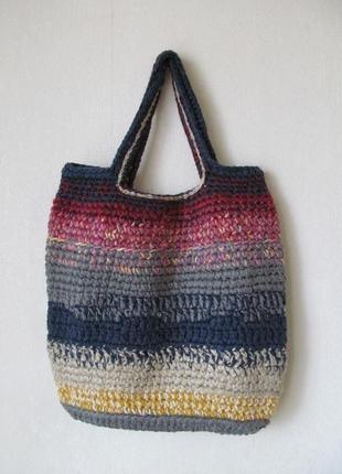 Женская вязанная сумка-мешок1 фото