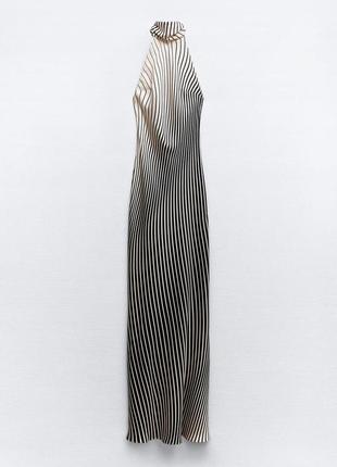Wow длинное атласное платье в полоску zara new5 фото