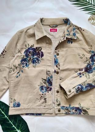 Оригинальная куртка модель джинсовой велюровая бархатная цветочный принт jackpot коттоновая коттон1 фото