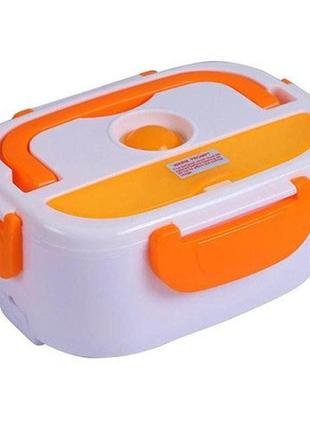 Ланч бокс электрический с подогревом lunch heater 220v pro, контейнер для еды с отсеками. цвет: оранжевый3 фото