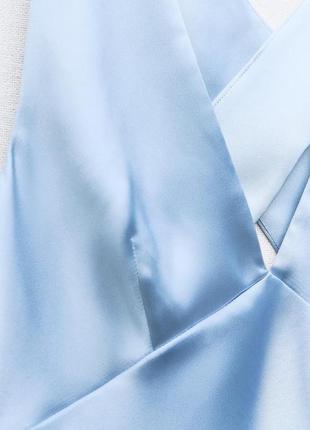 Платье женское сатиновое голубое zara new4 фото