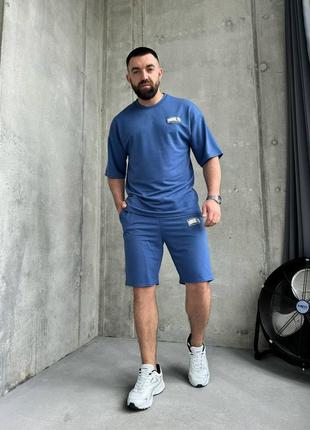Мужской летний спортивный костюм прогулочный лето шорты и футболка6 фото