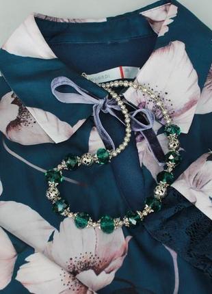 Намисто зелене смарагдове з кришталевих скляних намистин срібне намисто подарунок жінці на новий рік10 фото