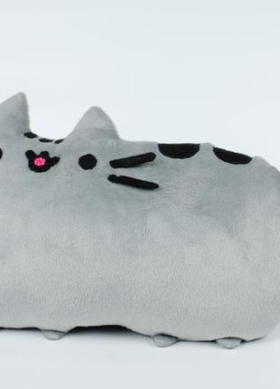 Серый котик пушин мягкая игрушка подушка, игрушка-подушка котик, серый кот плюшевая игрушка