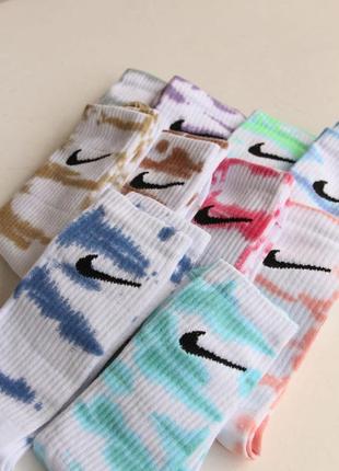 Шкарпетки nike tie-dye високі | носки найк тай-дай різнокольорові