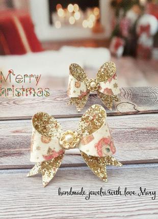 Бантики з принтом-різдвяні єдиноріжки