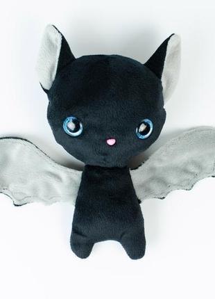 М'яка плюшева іграшка чорна летюча миша з великими блискучими очима