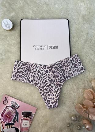Трусики стринги victoria’s secret  s xl бесшовные розовый леопард оригинал виктория сикрет