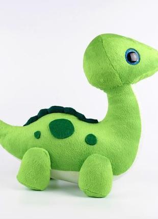 Дино динозавр зелений салатовий велика плюшева іграшка подарунок із великими очами з блиском1 фото