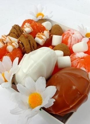 Набір мила і скрабу «мандарини в шоколаді»3 фото