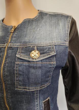 Стильна жіноча джинсово-шкіряна курка extasy, італія, р.m/l3 фото
