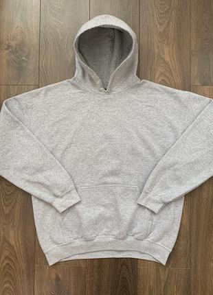 Базовое оверсайз худи gildan blank grey hoodie базовое серое худи4 фото