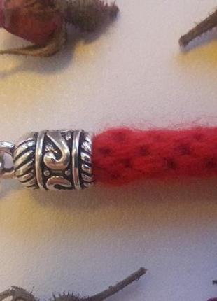 Плетеный браслет "красная шерстяная нить". браслет для девушки.6 фото