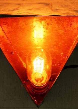 Підвісний світильник з міді, трикутне підстава (з патиною)4 фото