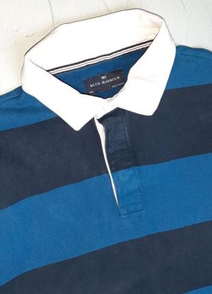 🎁1+1=3 фирменный мужской синий свитер поло в широкую полоску marks &amp; spencer, размер 52 - 545 фото