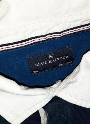 🎁1+1=3 фирменный мужской синий свитер поло в широкую полоску marks &amp; spencer, размер 52 - 547 фото