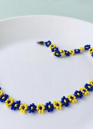 Цветочный бисерный чокер, патриотическое ожерелье из бисера8 фото