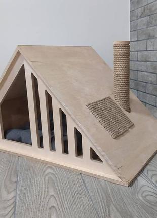 Дерев'яний будиночок для кота або собаки/ лежанка/ точилка для кігтів2 фото