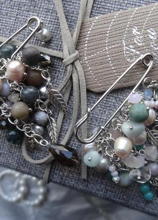 Брошка шпилька з натуральними каменями