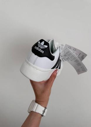 Женские кроссовки адидас суперстар белые с чёрным премиум / adidas superstar 2w white / black premium7 фото