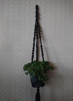 Чорне підвісне кашпо для квітів5 фото