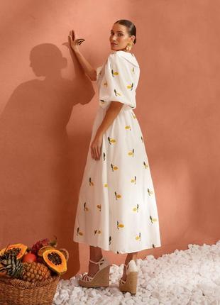Нежное то элегантное женское летнее платье с воротником 100% хлопок хлопковое5 фото