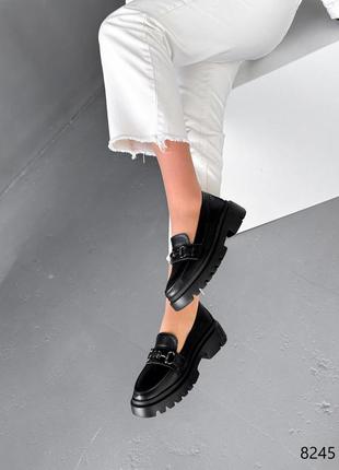 Туфлі лофери жіночі klara айворі та чорні натуральна шкіра2 фото