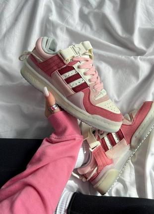 Женские кроссовки adidas forum x bad bunny "white pink"