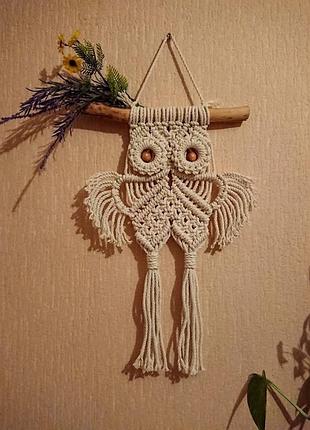 Панно макраме "сова" 3