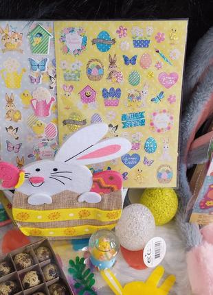 Пасхальний декор великдень сувенір декорація наліпки яйця кролік кошик3 фото