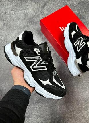 Чоловічі кросівки new balance 9060 black white чорні з білим1 фото